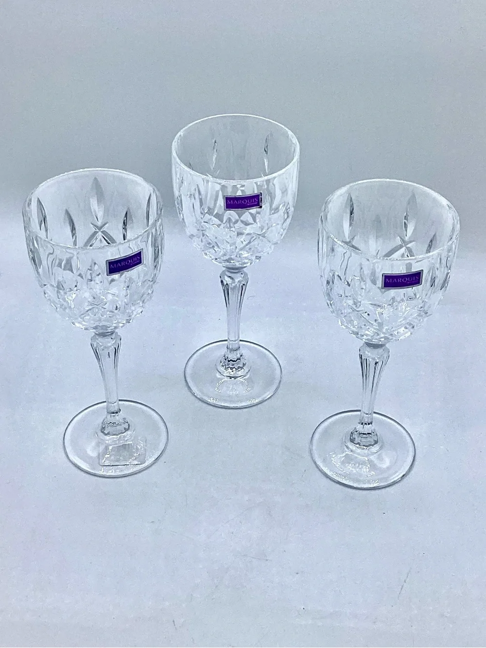 MARQUIS by WATERFORD CRYSTAL Italy Set of 3 Brookside Wine Glasses